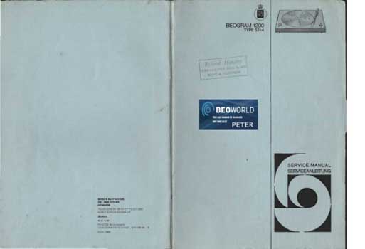 Bang and Olufsen Beogram 1200 service manual PDF